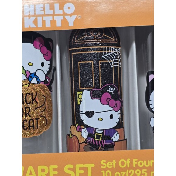 HELLO KITTY HALLOWEEN Set Of Four 10 oz(295 ml) Each Glass Cups - Picture 4 of 10